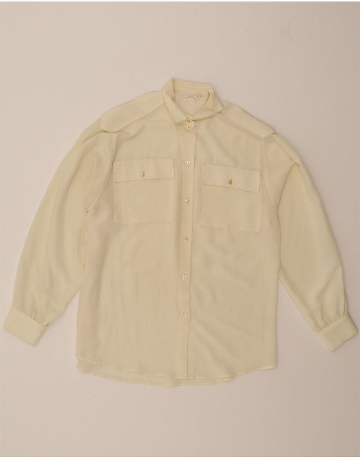 VINTAGE Womens Shirt Blouse UK 14 Large Off White Vintage Vintage and Second-Hand Vintage from Messina Hembry 