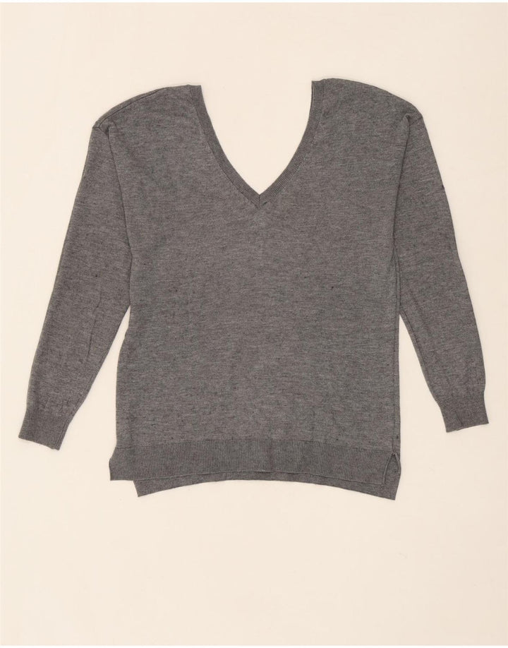 ZARA Womens Crop V-Neck Jumper Sweater UK 12 Medium Grey Vintage Zara and Second-Hand Zara from Messina Hembry 