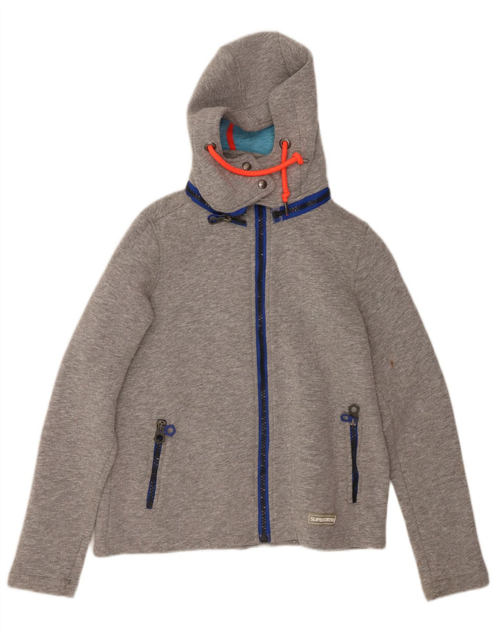 SUPERDRY Pulover cu capota cu fermoar pentru femei UK 10 Poliester gri mic