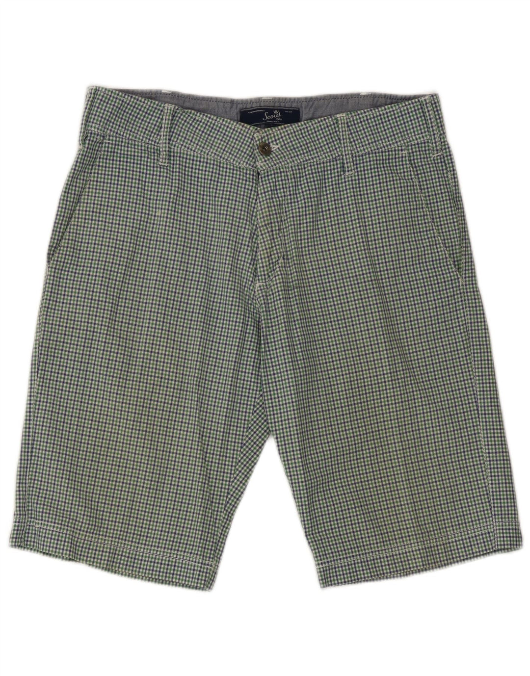 Pantaloni scurți chino pentru bărbați Scout, mari W34, bumbac cu check verde