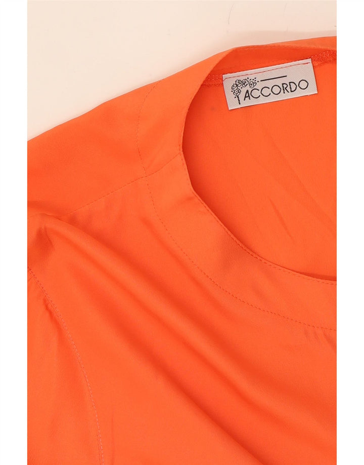 ACCORDO Womens Shirt Blouse UK 16 Large Orange Polyester Vintage ACCORDO and Second-Hand ACCORDO from Messina Hembry 