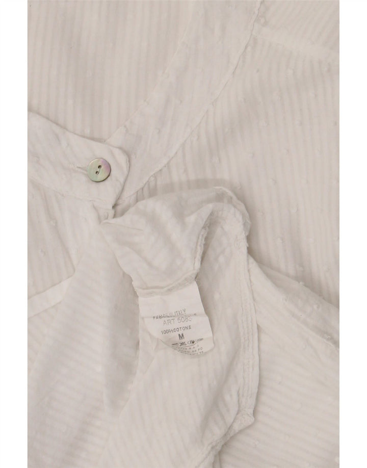 Cămașă vintage pentru femei UK 14, bumbac cu dungi albe medii