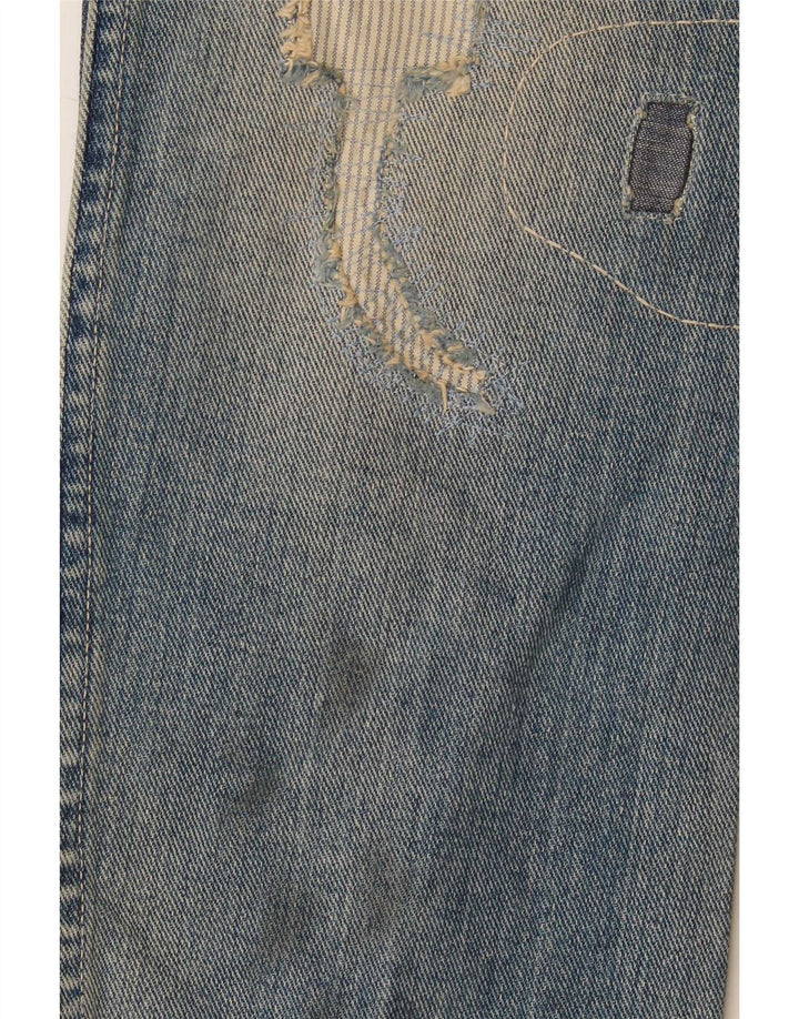 Blagi drepte învechiți Wrangler pentru bărbați W29 L32 Blue Patchwork Bumbac