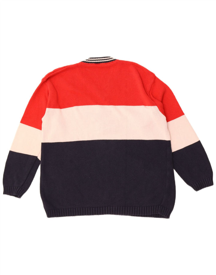Pulover vintage cu decolteu în V cu grafic pentru bărbați, mare, multicolor