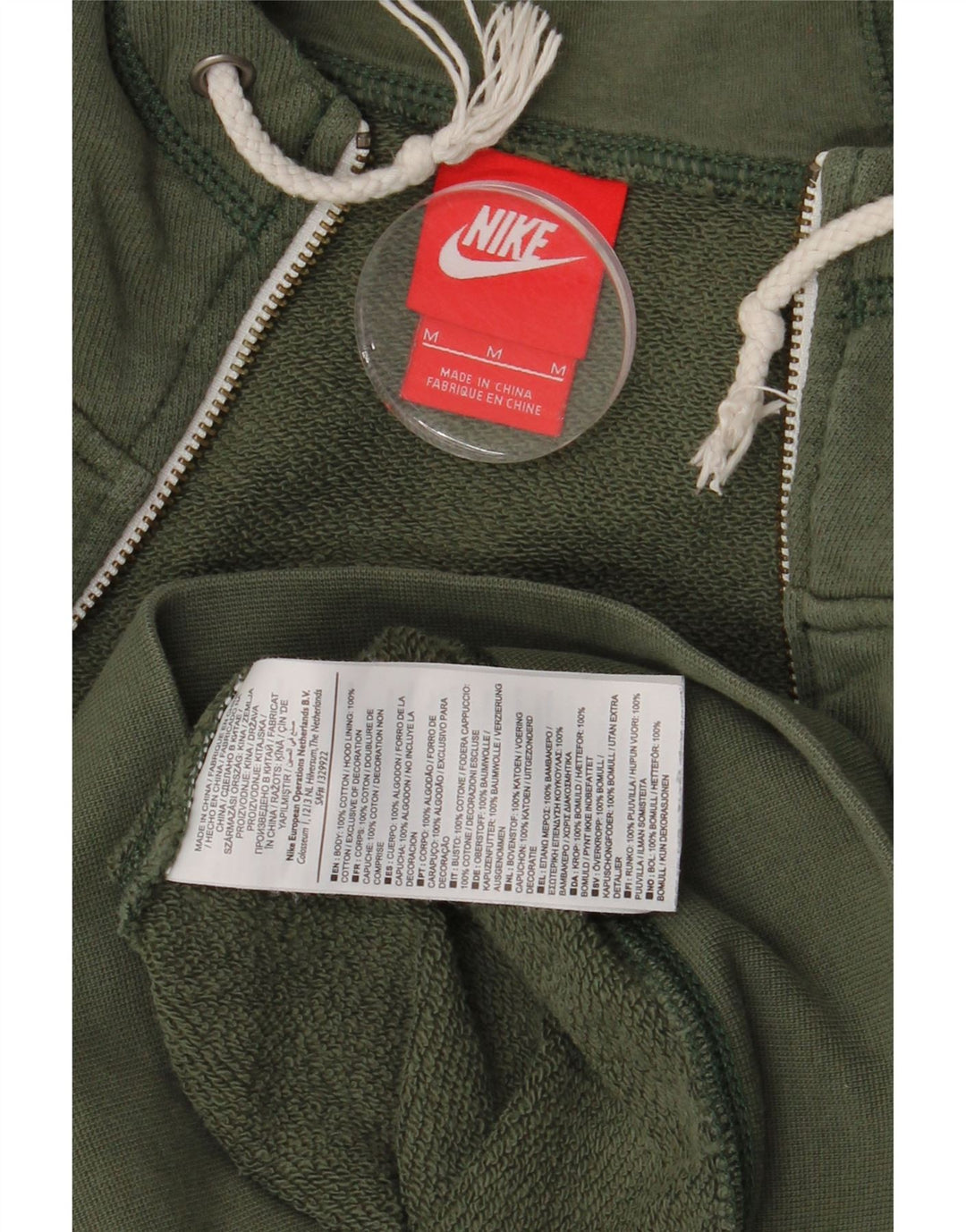 Pulover Nike pentru bărbați, cu fermoar, bumbac kaki mediu