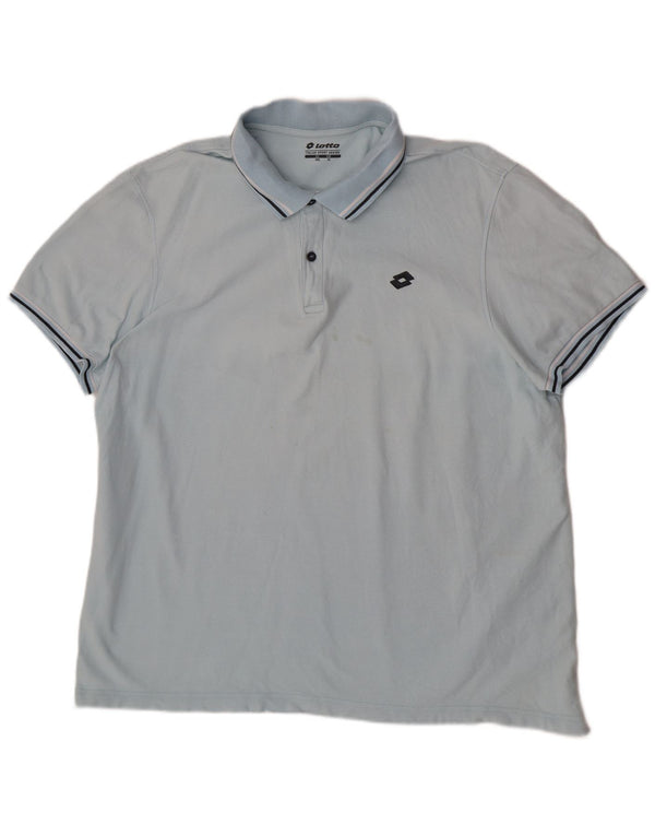 Tricou polo pentru bărbați Lotto XL, bumbac cu dungi albastre