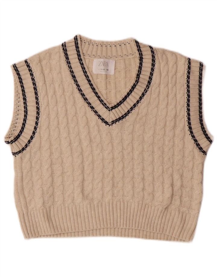 Zara Fete Vestă Tank Top 11-12 ani Poliester alb