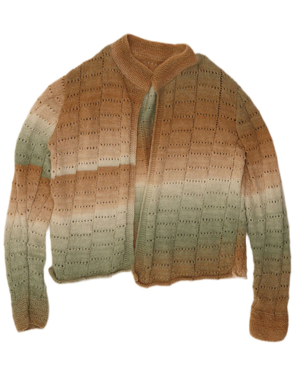 Pulover Vintage cardigan deschis pentru femei UK 18 XL maro cu dungi
