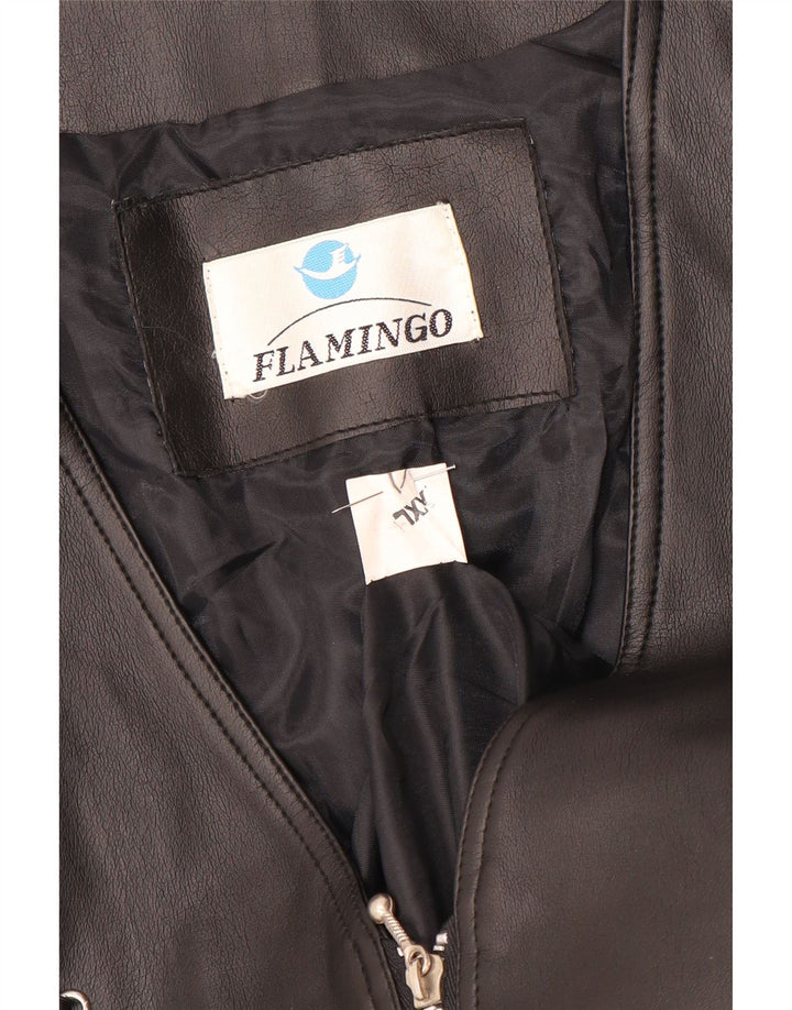 Vestă din piele vintage pentru femei UK 20 2XL Negru