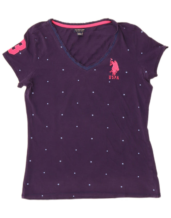 U.S. Polo Assn. Tricou grafic pentru femei Top UK 16 mare bleumarin cu pete
