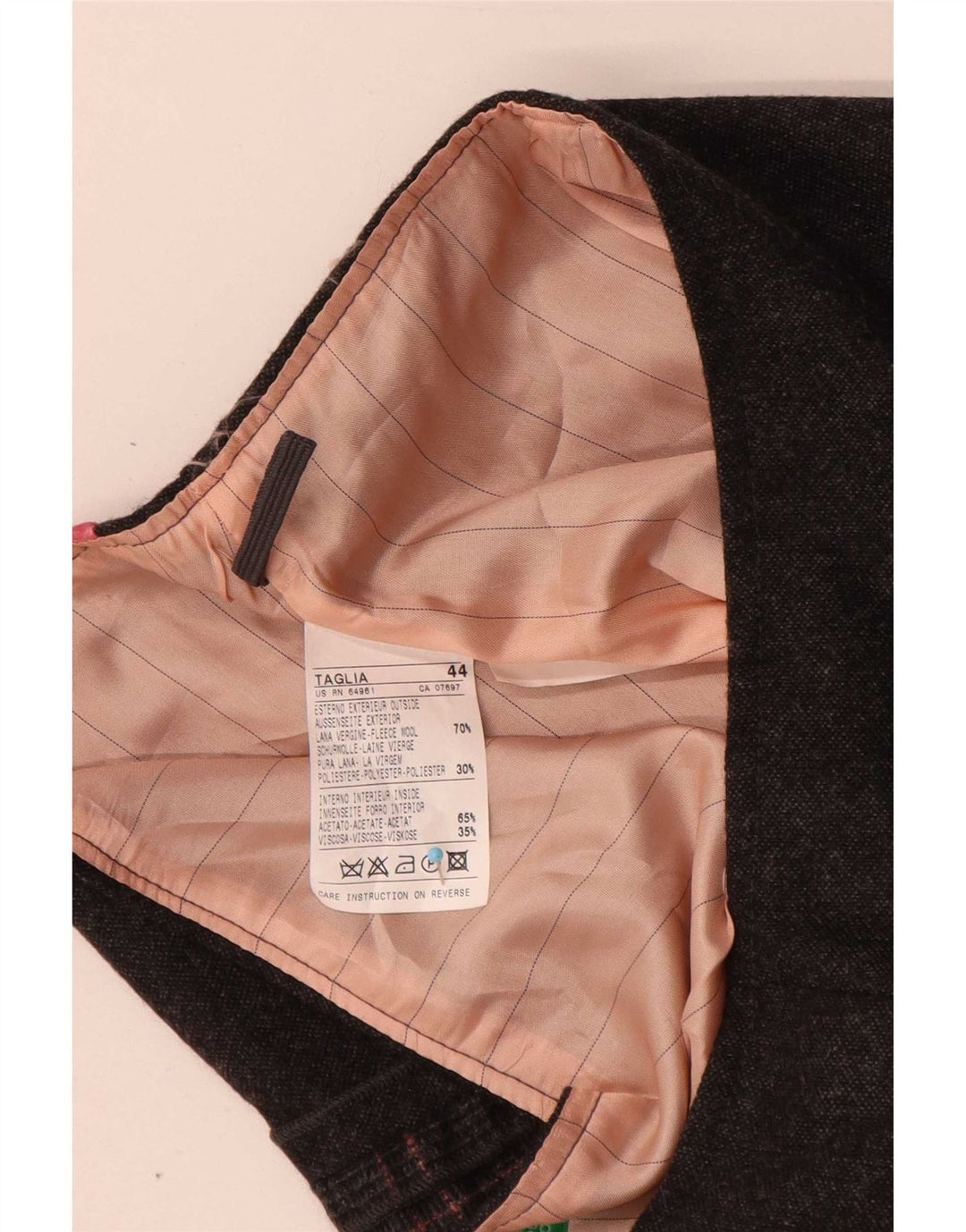 Fusta mini pentru femei Benetton IT 44 Medium W30 Lână virgină cu carouri gri