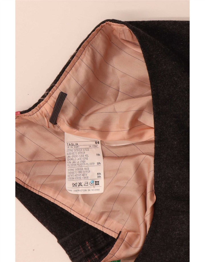 Fusta mini pentru femei Benetton IT 44 Medium W30 Lână virgină cu carouri gri