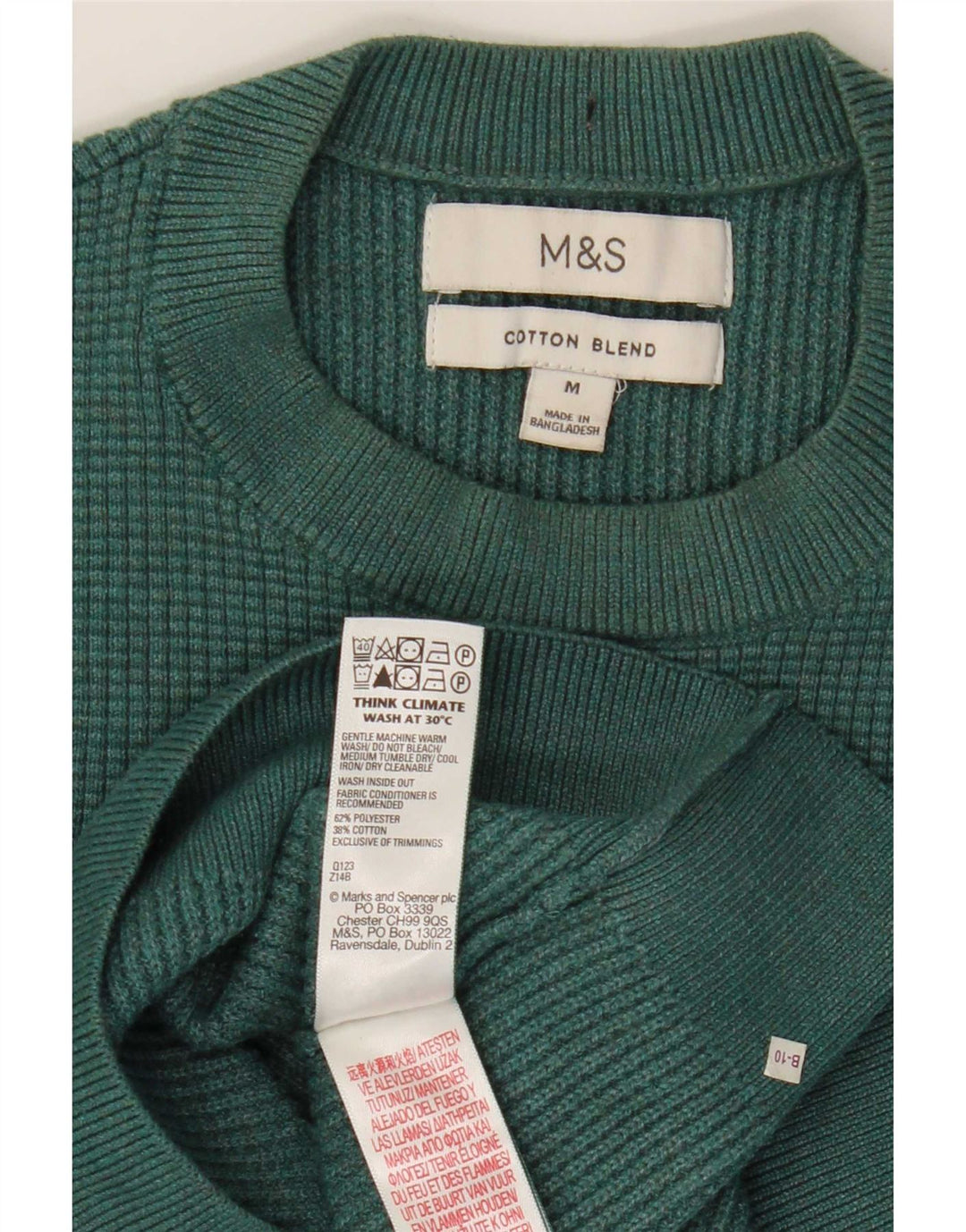 Pulover pentru bărbați Marks & Spencer, cu gât crew, poliester verde mediu