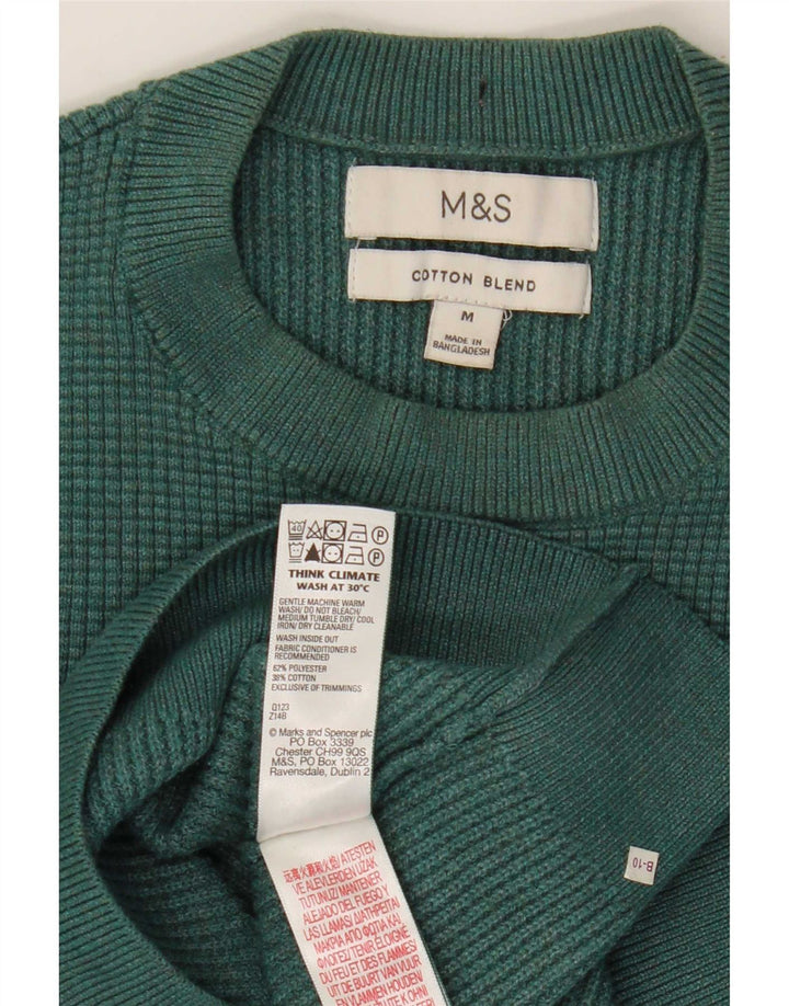 Pulover pentru bărbați Marks & Spencer, cu gât crew, poliester verde mediu