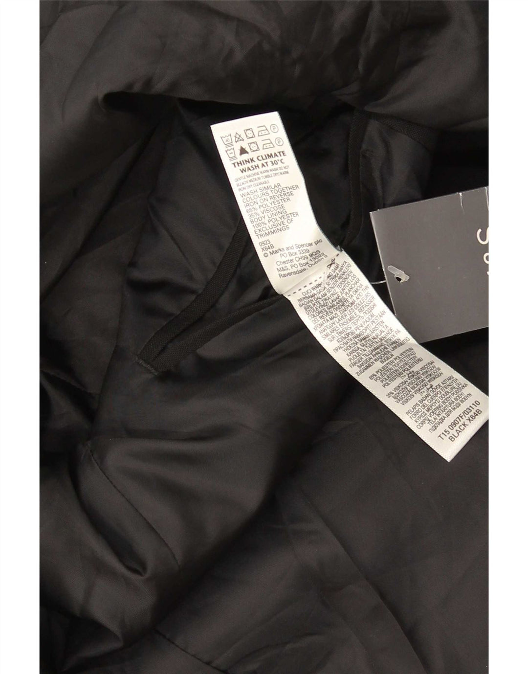Jachetă pentru bărbați Marks & Spencer, cu 2 nasturi, Mărimea 44 XL Poliester negru