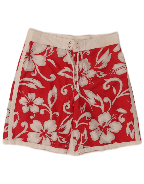 Sundek Pantaloni scurți de înot pentru bărbați, poliester floral, roșu mediu