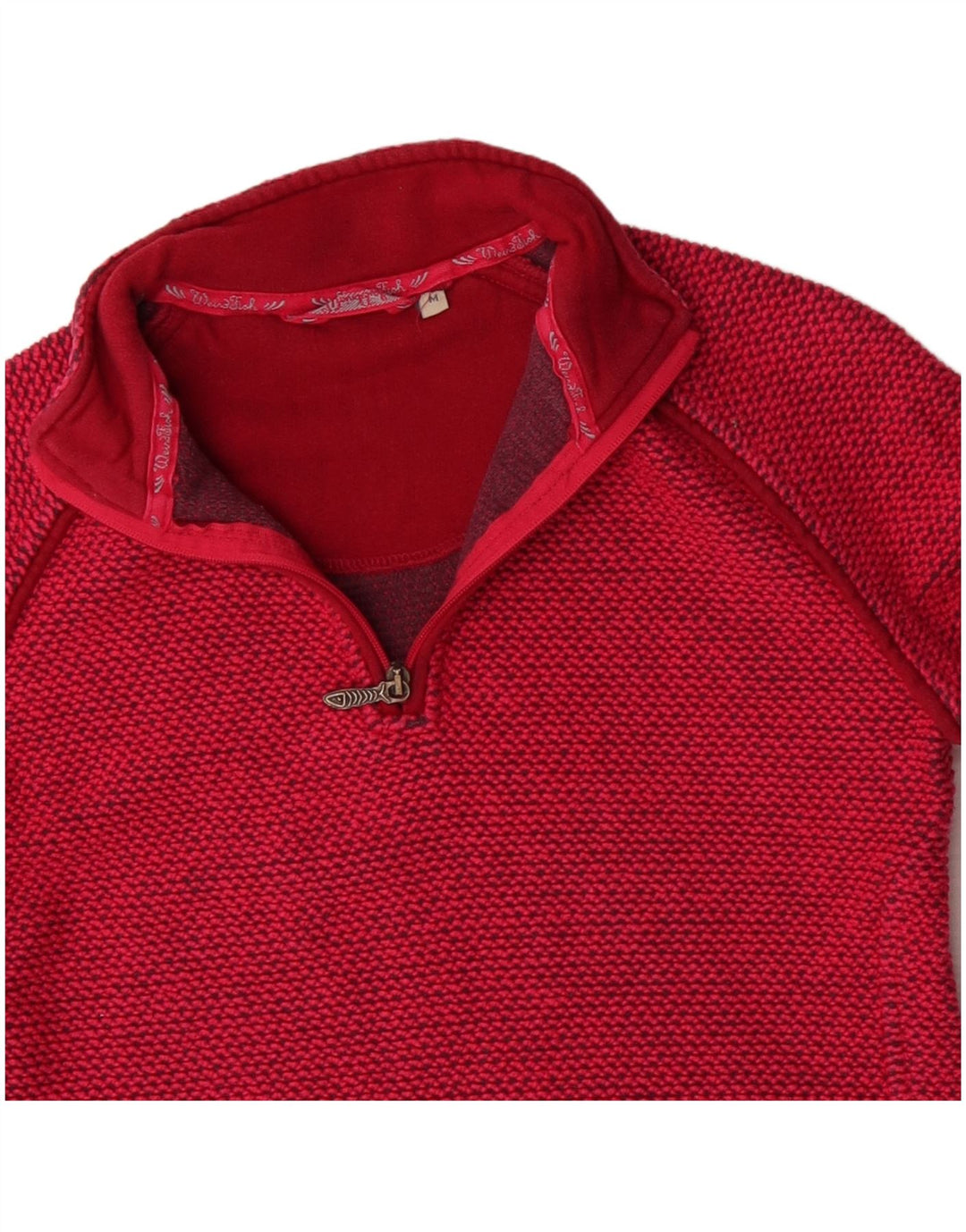 WEIRD FISH Pulover pentru damă, cu fermoar și gât, UK 12, roșu mediu