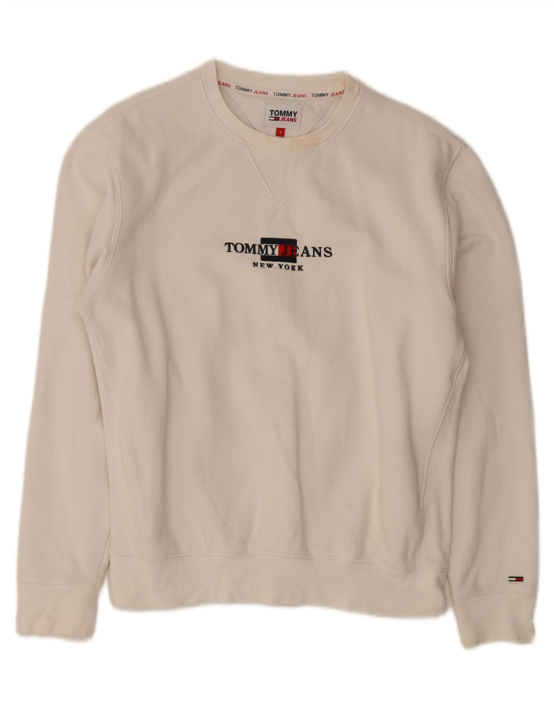 Hanorac grafic pentru bărbați Tommy Hilfiger Pulover mic, alb, bumbac