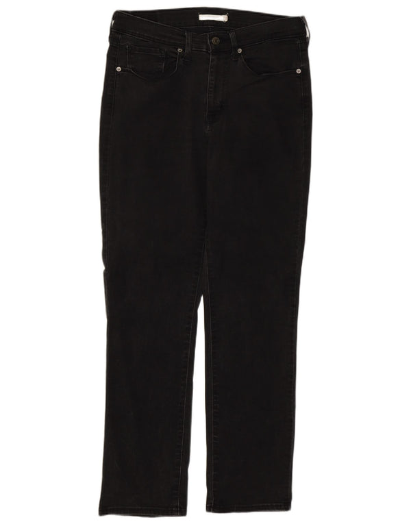 Blugi drepti pentru femei cu talie înaltă LEVI'S US 10 Large W30 L30 Negri