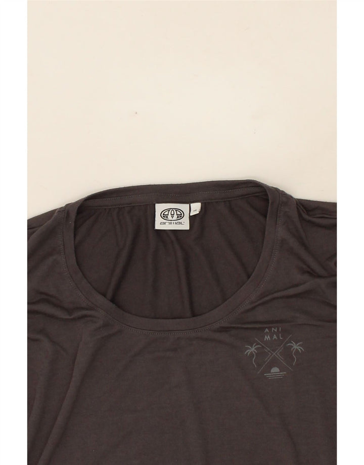 ANIMAL Womens Crop T-Shirt Top UK 14  Large Grey Polyester Vintage Animal and Second-Hand Animal from Messina Hembry 