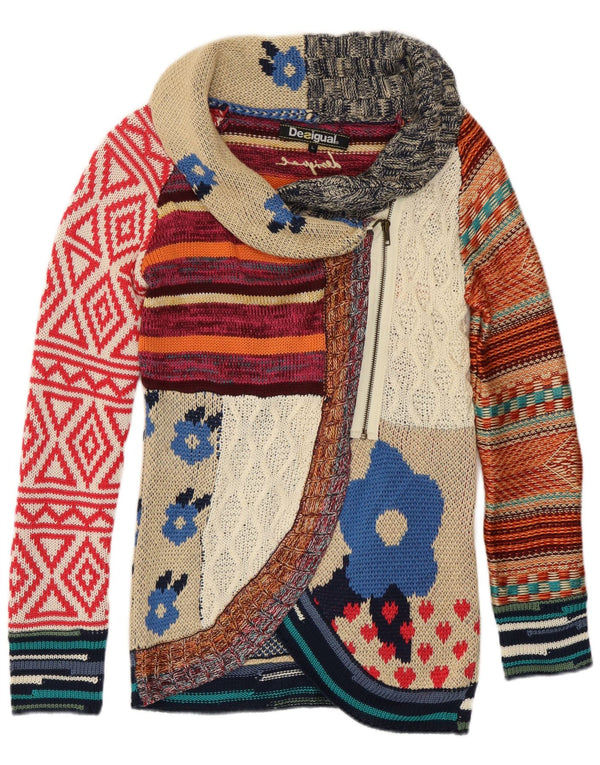 Pulover cardigan pentru femei Desigual UK 14 mare, multicolor, patchwork