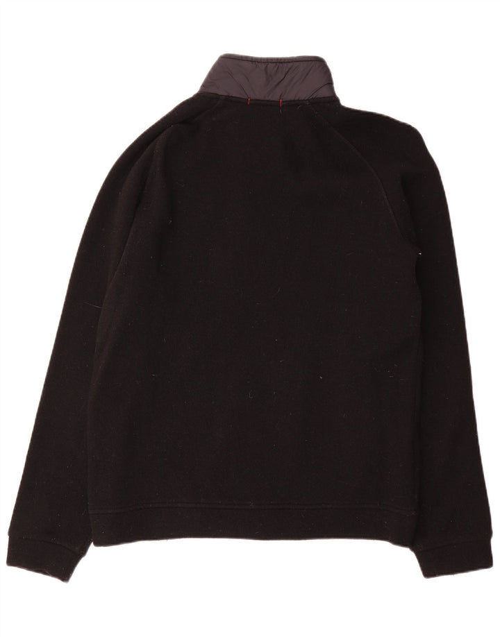 Pulover cardigan pentru bărbați Woolrich, lână neagră, bloc de culoare