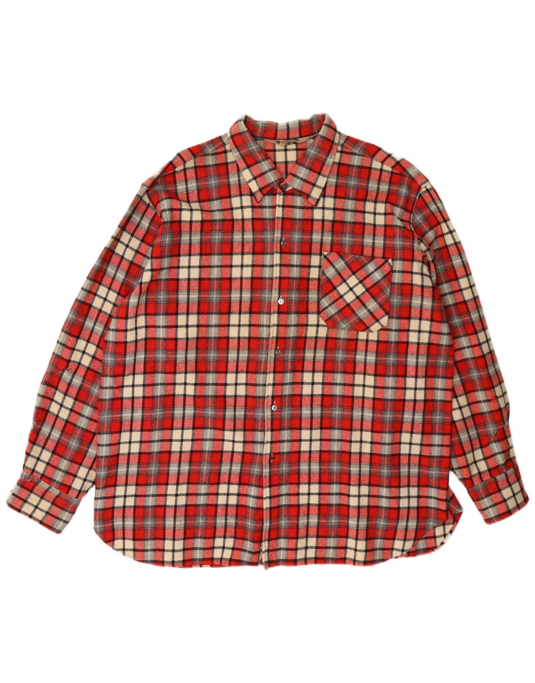 Cămașă Vintage pentru bărbați de flanel XL Lână roșie cu carouri