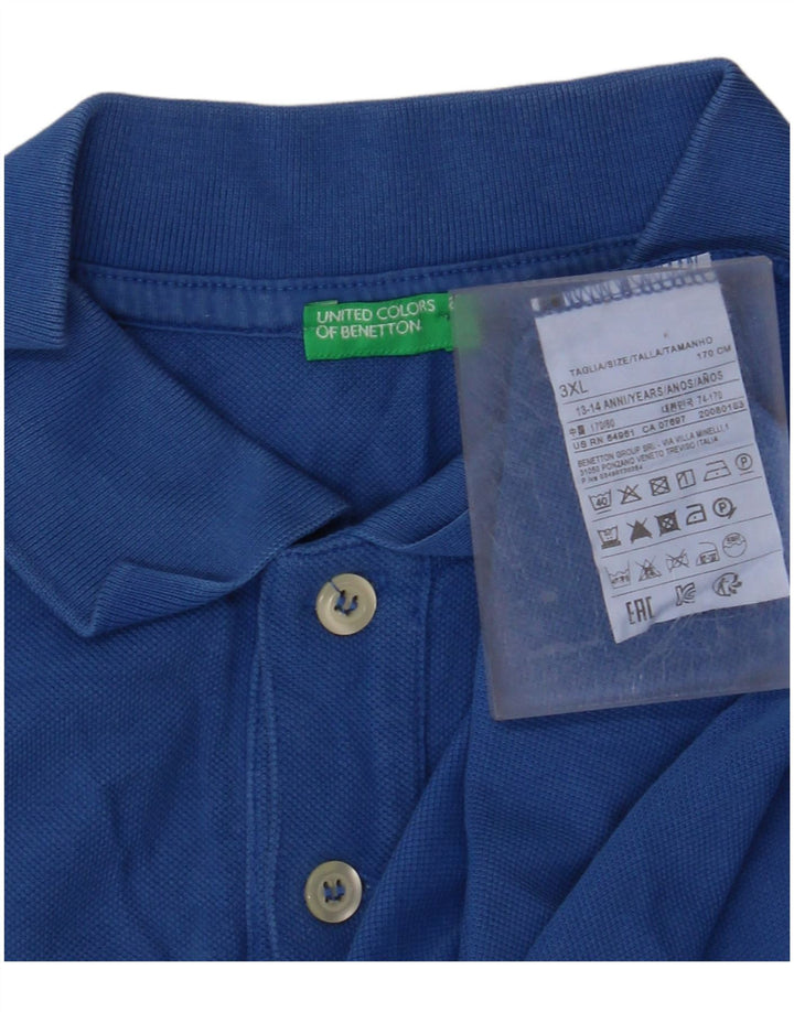 BENETTON Tricou Polo Băieți 13-14 Ani 3XL Bumbac Albastru