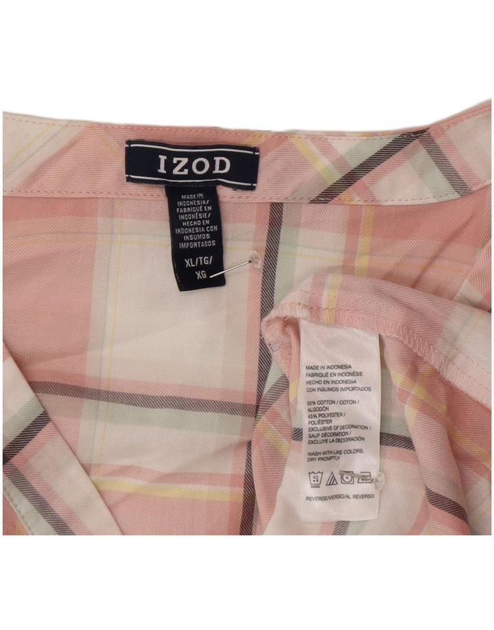 Bluză cămașă cu mâneci 3/4 pentru femei Izod, UK 18, XL, roz, carouri
