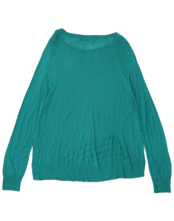 Zara Womens Boat Neck Jumper Sweater UK 14 Medium Turquoise Viscose
