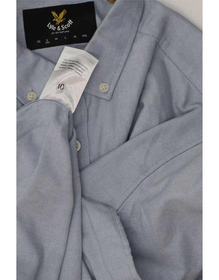 Cămașă cu mânecă scurtă Lyle & Scott pentru bărbați, bumbac albastru mic