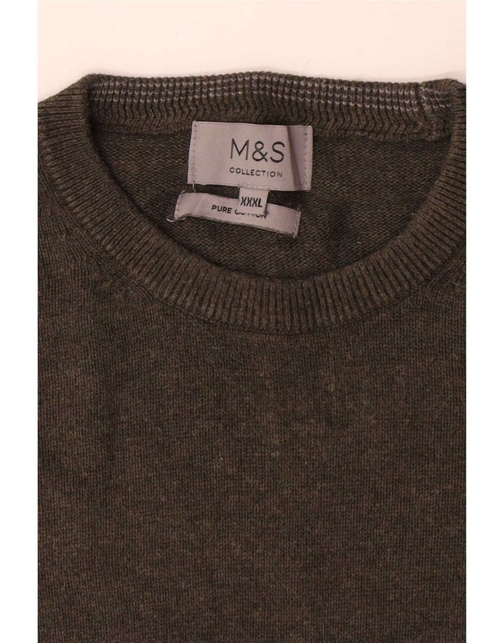 Pulover pentru bărbați Marks & Spencer, cu gât crew, bumbac kaki 3XL