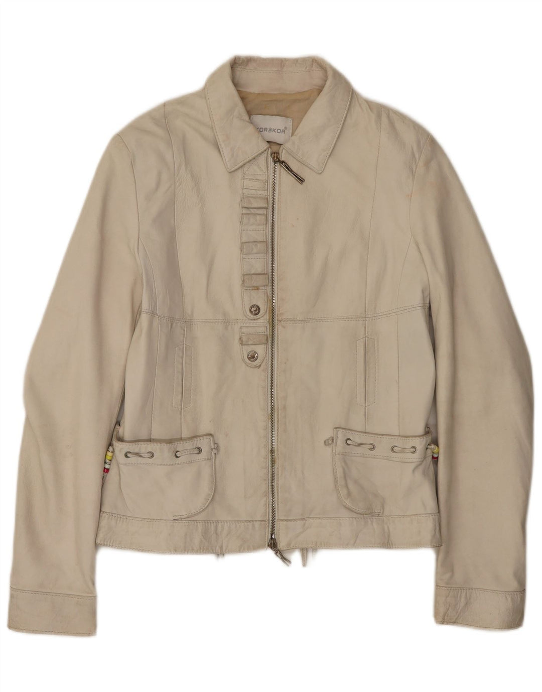 Jachetă de piele pentru femei Kor@Kor IT 48 XL din piele albă