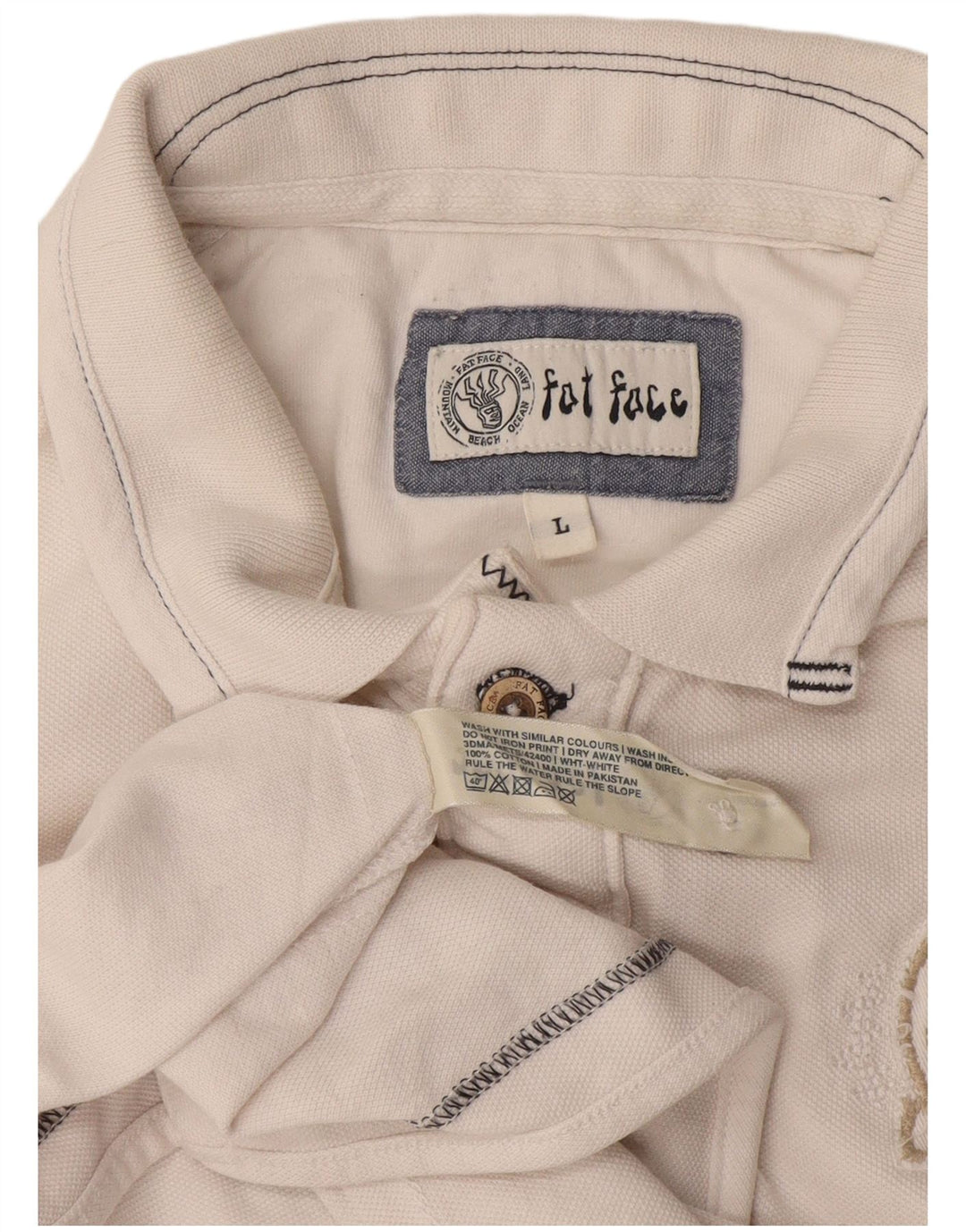Tricou polo pentru bărbați Fat Face, mare, alb, din bumbac