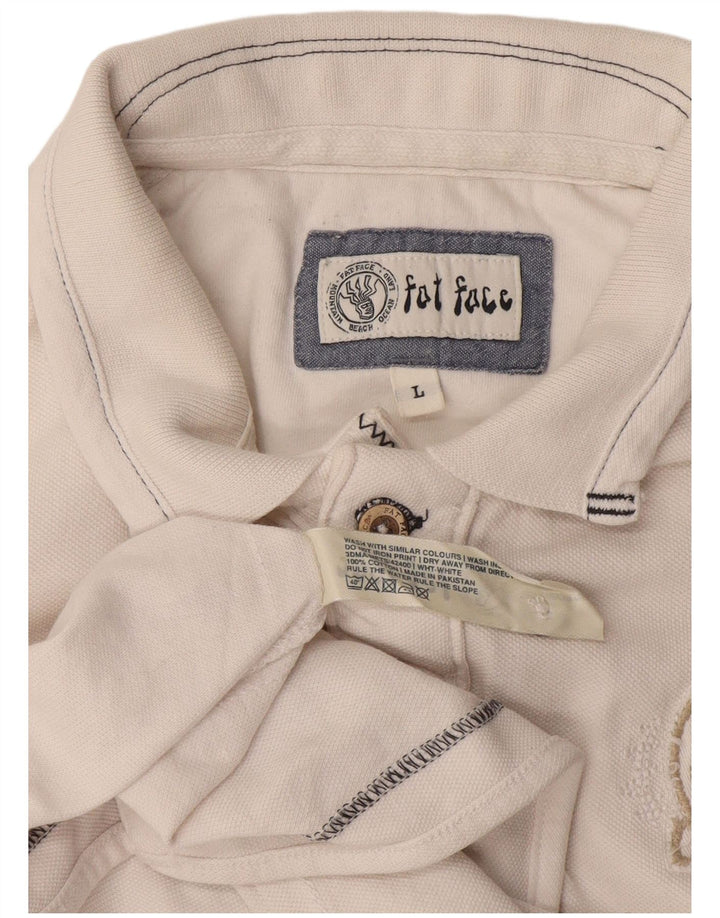 Tricou polo pentru bărbați Fat Face, mare, alb, din bumbac