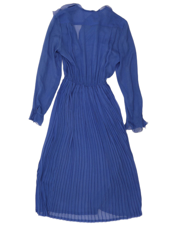 Rochie maxi vintage cu maneci lungi pentru femei UK 12 Medium Blue Spotted