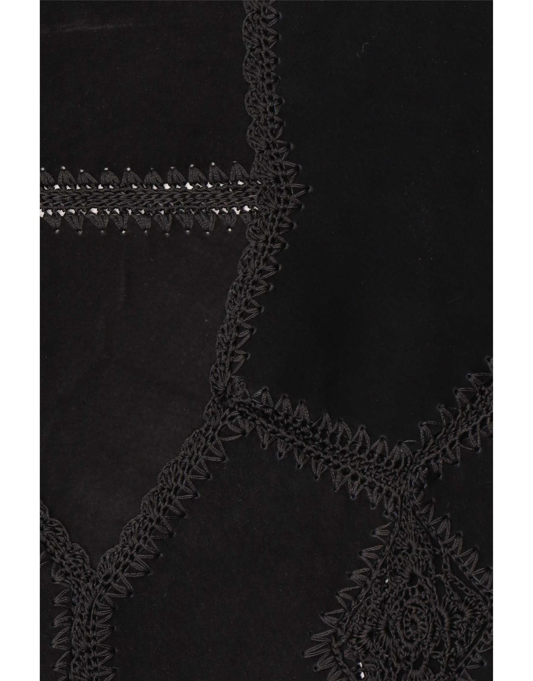 Gilet vintage pentru femei din piele intoarsa UK 16, mare, negru, patchwork