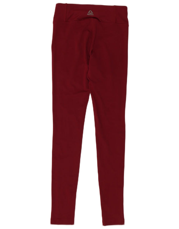 Leggings pentru femei REEBOK UK 4/6 XS Maroon Colorblock Poliester
