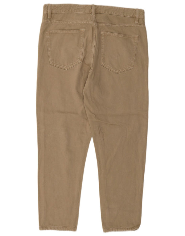 Pantaloni tăiați drept bărbați Zara EU 42 Medium L32 L25 Bej Bumbac