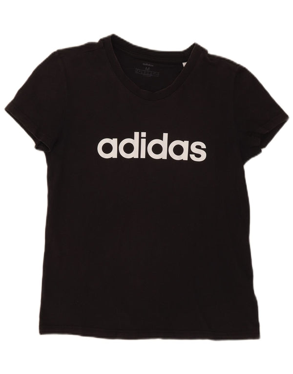 Tricou grafic Adidas pentru femei Top UK 12/14 Medium Black Bumbac
