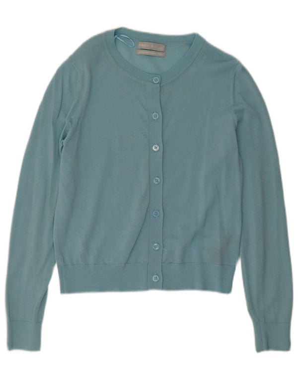 Pulover cardigan pentru femei Marks & Spencer UK 12 Lână merinos turcoaz mediu