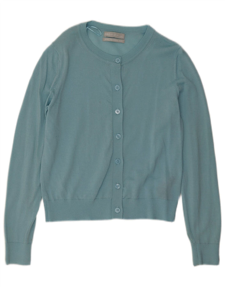 Pulover cardigan pentru femei Marks & Spencer UK 12 Lână merinos turcoaz mediu