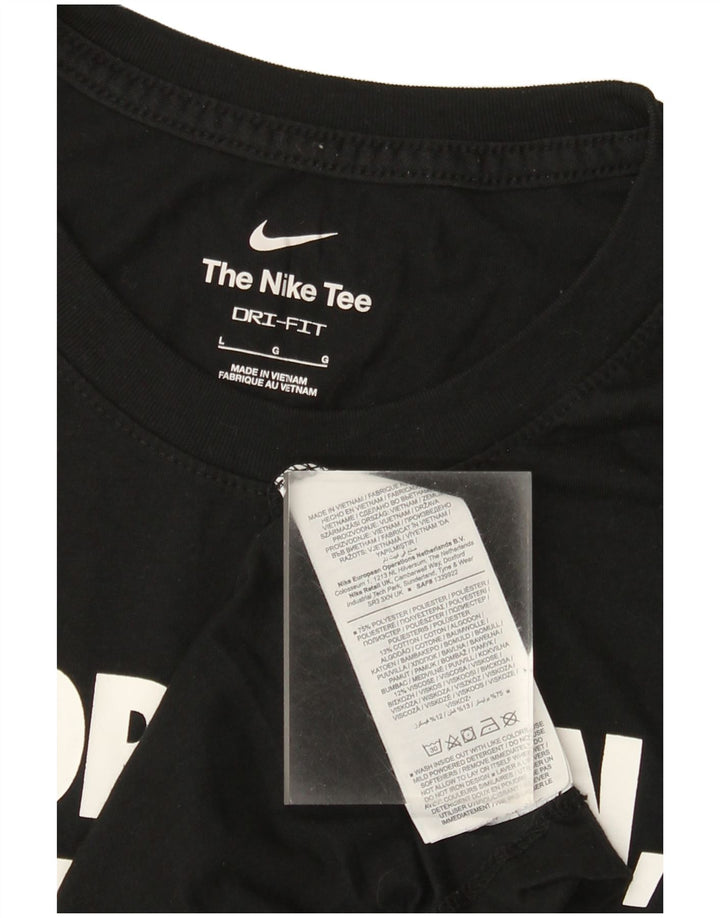 Tricou grafic Nike Dri Fit pentru bărbați Top mare din poliester negru
