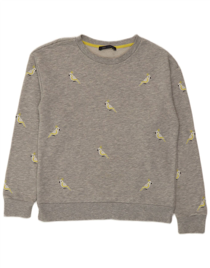 Pulover cu grafic pentru femei Marks & Spencer, UK 10, poliester, gri mic