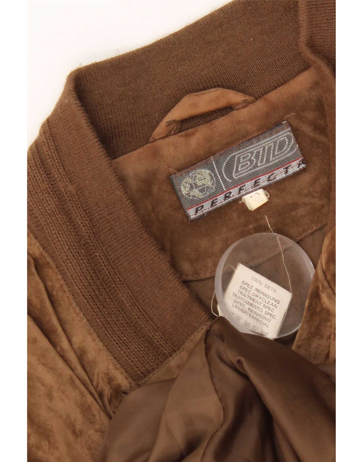 Jachetă Bomber Vintage Bărbați din Velour IT 52 XL Maro Mătase