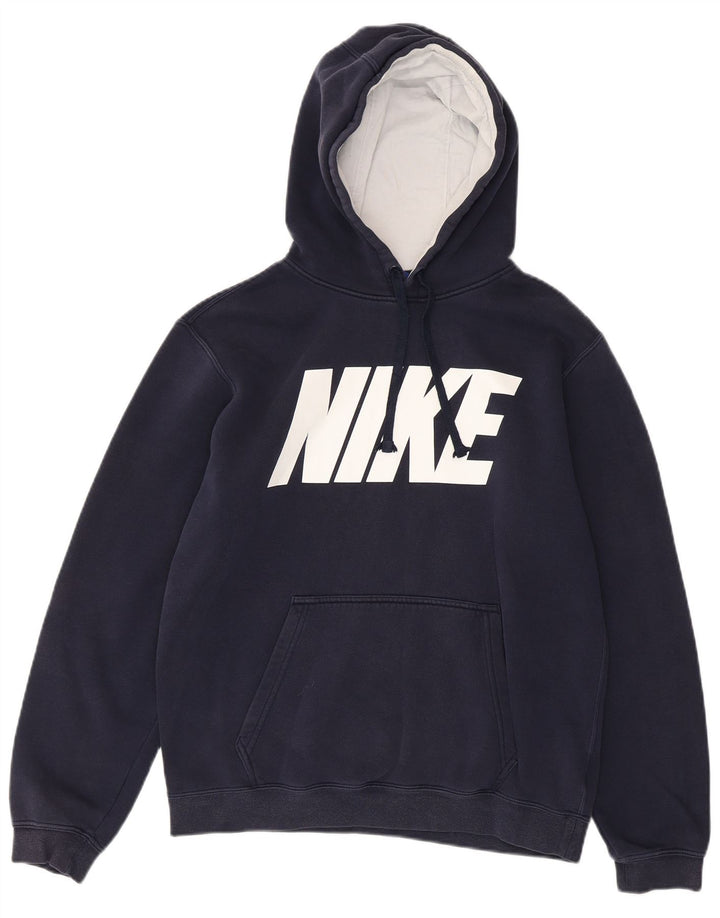 Pulover Nike pentru bărbați cu glugă grafică, bumbac mediu, albastru bleumarin
