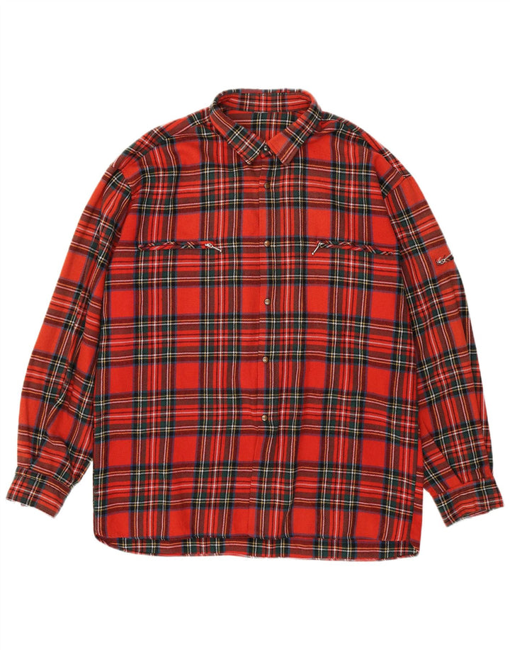 Cămașă de flanel pentru bărbați vintage XL carouri roșii