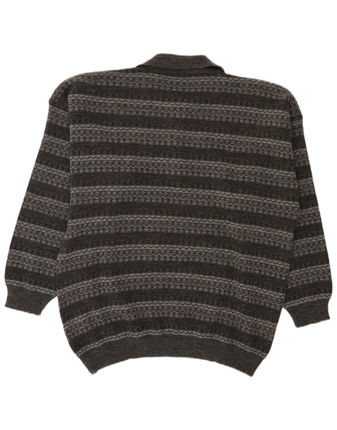 Pulover vintage pentru bărbați cu gât polo mare, cu dungi gri