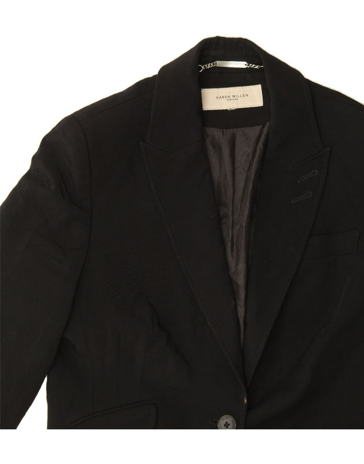 KAREN MILLEN Womens 3 Button Blazer Jacket UK 12 Medium Black Vintage Karen Millen and Second-Hand Karen Millen from Messina Hembry 