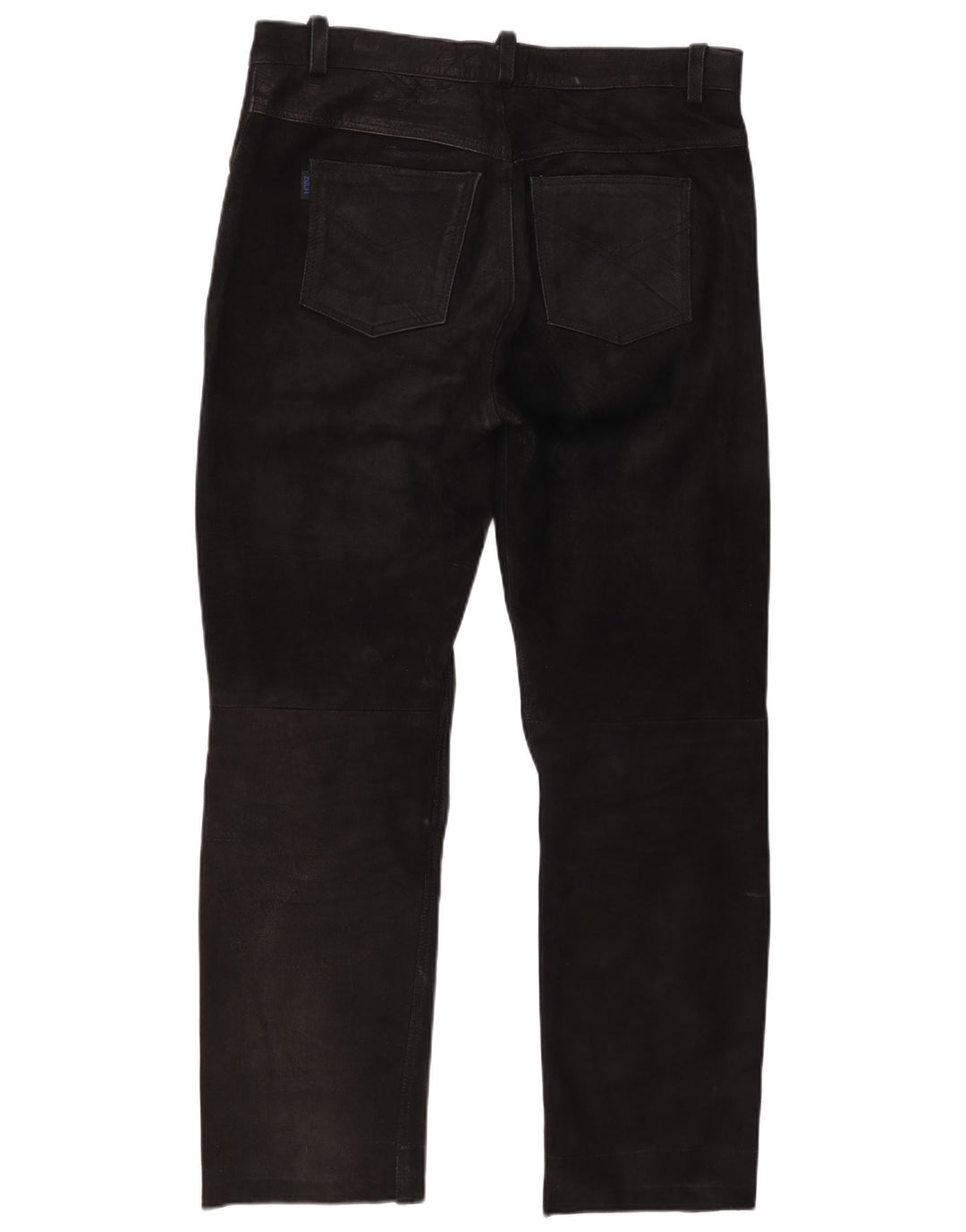 Pantaloni drepți din piele vintage pentru bărbați W37 L30 negri